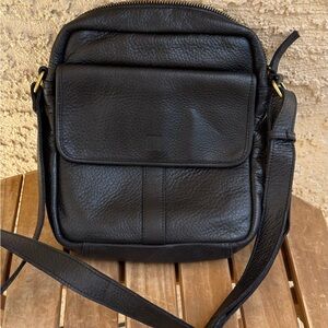 Black Spanish Leather Cross Body Bag